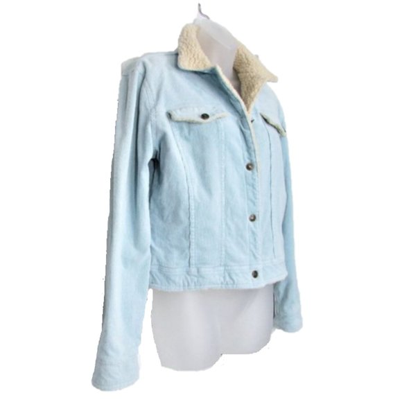 OBOE pastel blue corduroy shearling jacket M - Picture 5 of 7